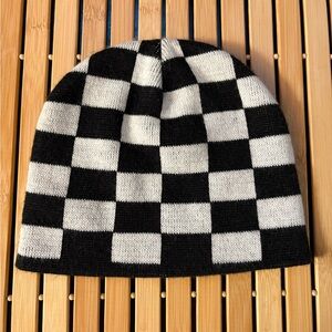 Cute Checkered Black and White Beanie